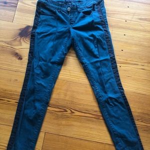 Size 6 American eagle teal jeans with tuxedo stripes